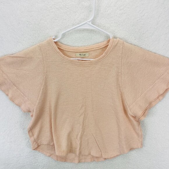 Madewell Ingrid Dolman Flutter Sleeve Top Women’s Size XS Blush Pink Cotton - Picture 2 of 7